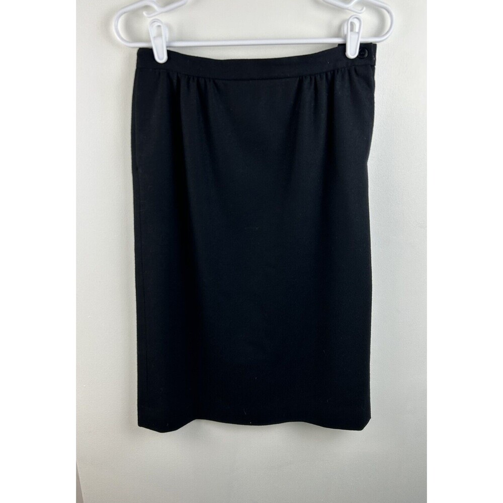 Pendleton Women’s Black 100% Wool Pencil Skirt With Pockets 8 Petite Vintage USA
